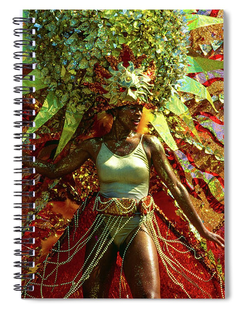 Trinidad Spiral Notebook featuring the photograph Sun Dance - Carnival, Trinidad and Tobago by Earth And Spirit