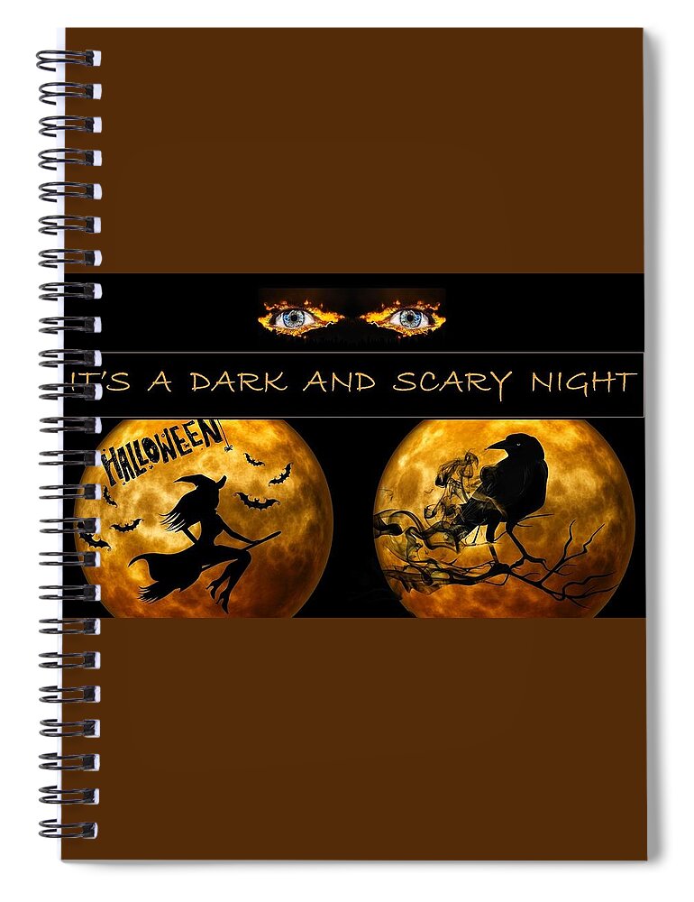 Halloween Spiral Notebook featuring the mixed media Dark and Scary Night by Nancy Ayanna Wyatt