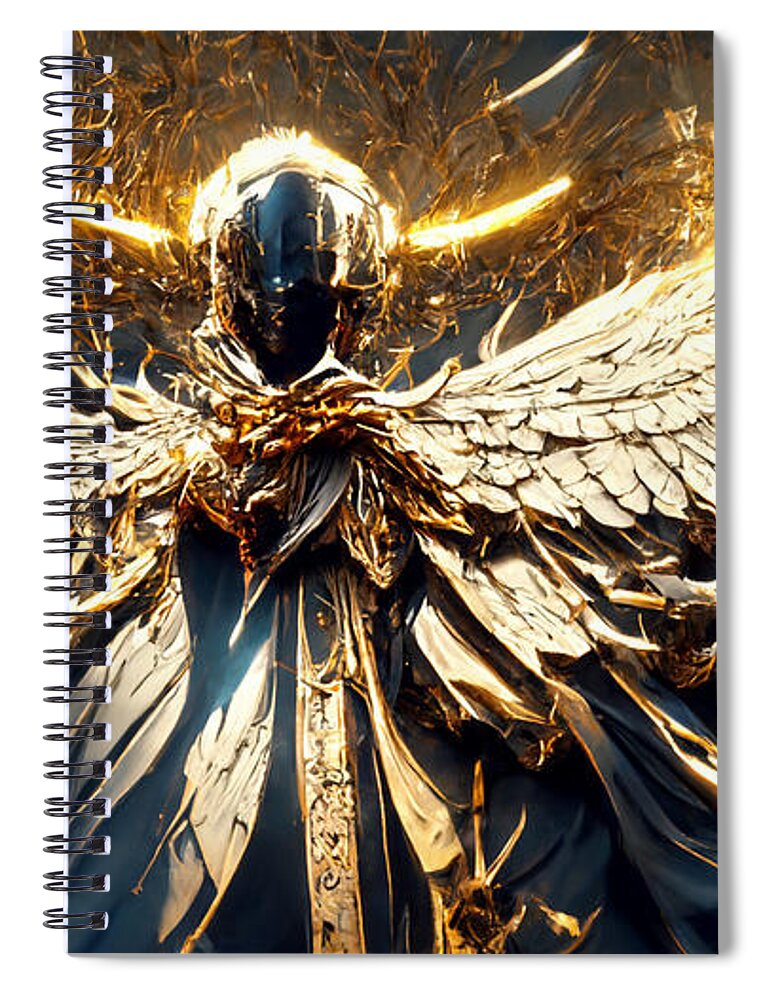 Archangel Spiral Notebook featuring the digital art Dark Archangel by Andrea Barbieri