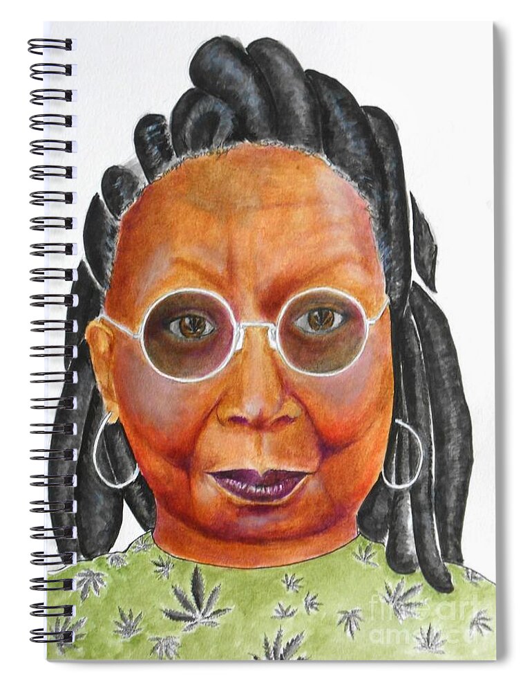 Whoopi Goldberg Spiral Notebook featuring the painting Dark Beauty No. 3 -- Whoopi Goldberg by Jayne Somogy