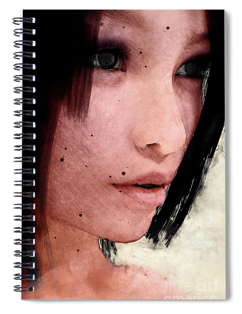 Clayton Spiral Notebook featuring the digital art Dark Haired Woman by Clayton Bastiani