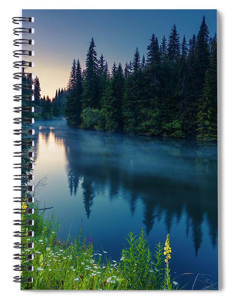 Mountain Spiral Notebook featuring the photograph Dark Lake by Evgeni Dinev