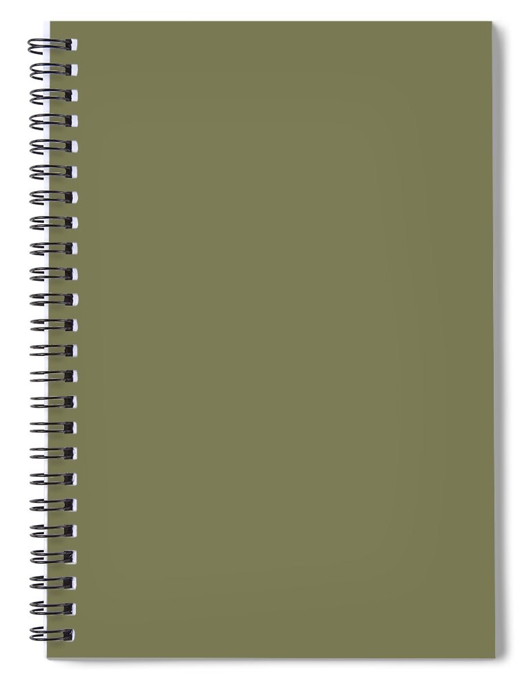 Green Spiral Notebook featuring the digital art Dark Martini Olive Green Solid Color Pairs to Valspar America Jungle Thicket 6003-4C by PIPA Fine Art - Simply Solid