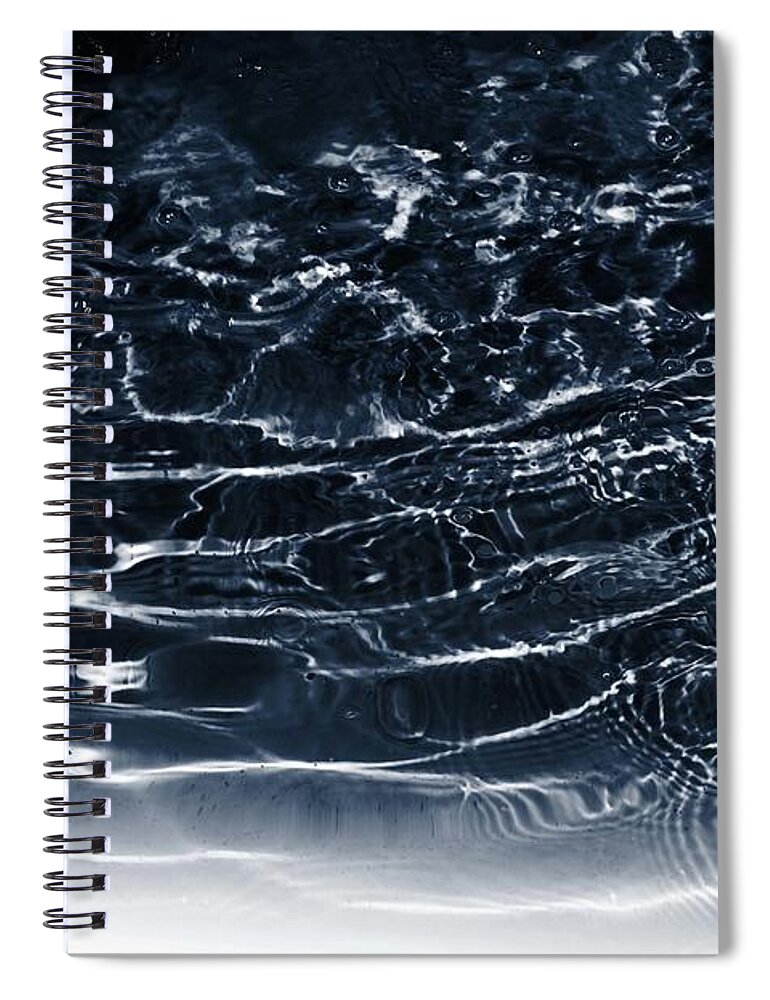 Color Spiral Notebook featuring the mixed media Dark Night Navy Blue Ocean Dream #1 #water #decor #art by Anitas and Bellas Art