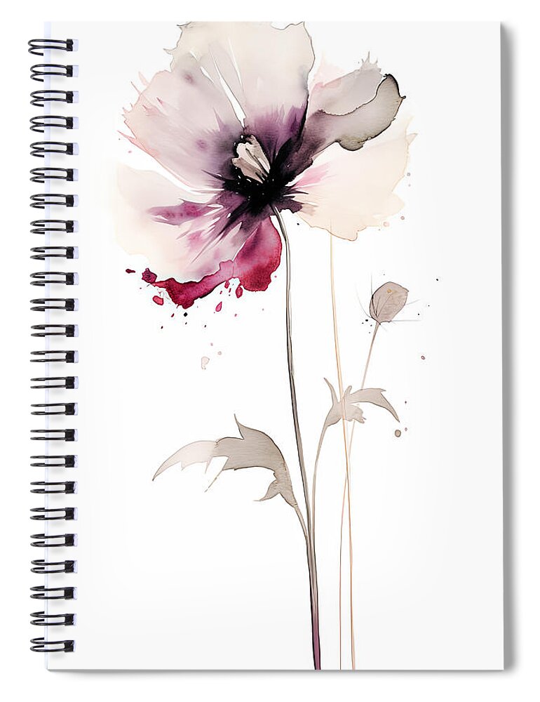 Black And White Flowers Spiral Notebook featuring the painting Dark Pink Art by Lourry Legarde