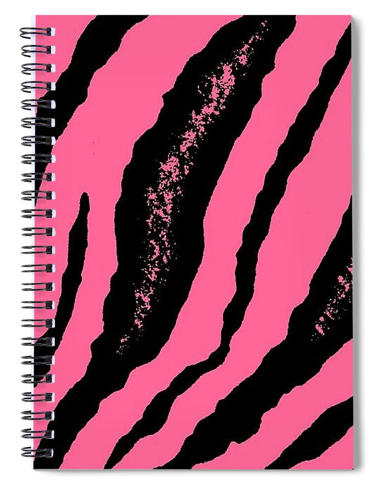 Animal Spiral Notebook featuring the digital art Dark Pink Zebra Stripes by Kari Myres
