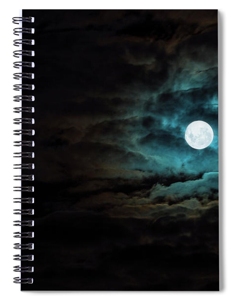 Moon Spiral Notebook featuring the photograph Dark Rising by Andrew Paranavitana