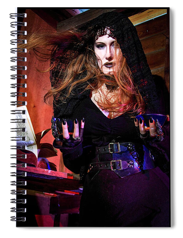 Cosplay Spiral Notebook featuring the photograph Dark Witch #2 by Christopher W Weeks