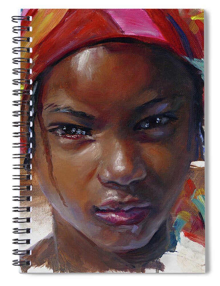 Carribean Art Spiral Notebook featuring the painting Darlah- vignette by Jonathan Gladding