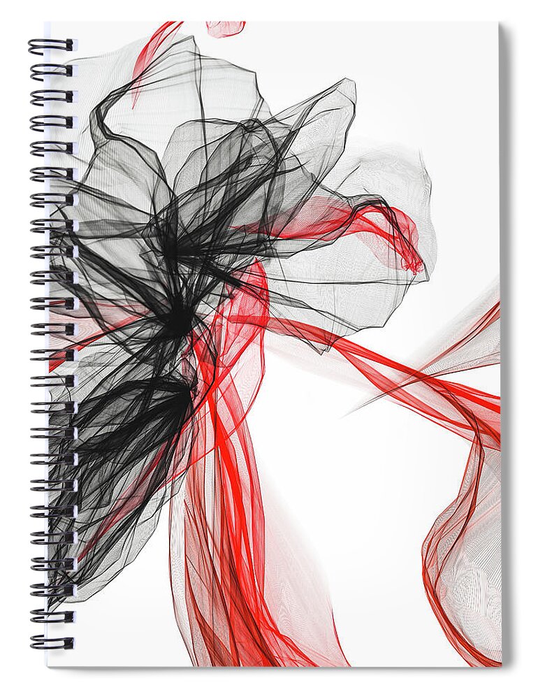 Red And Gray Spiral Notebook featuring the painting Dashing Flair - Black And Red Wall Art by Lourry Legarde