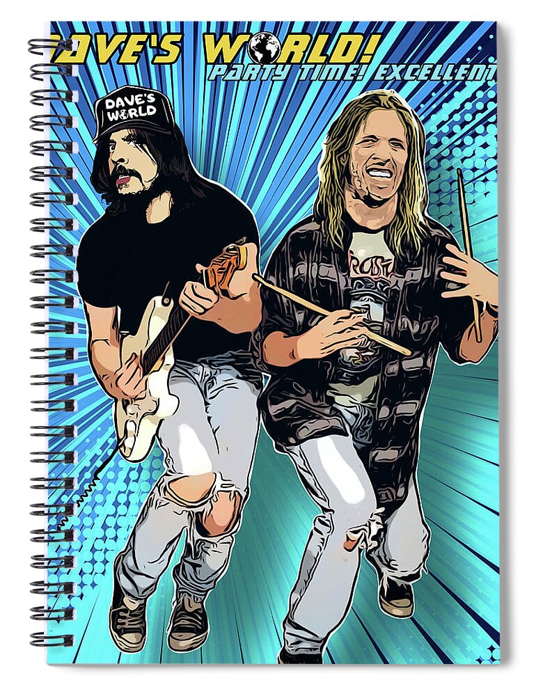 Dave Grohl Spiral Notebook featuring the digital art Daves World by Christina Rick