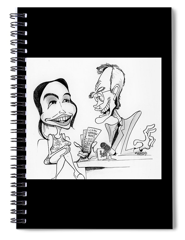 David Spiral Notebook featuring the drawing David Letterman and Lindsay Lohan by Michael Hopkins