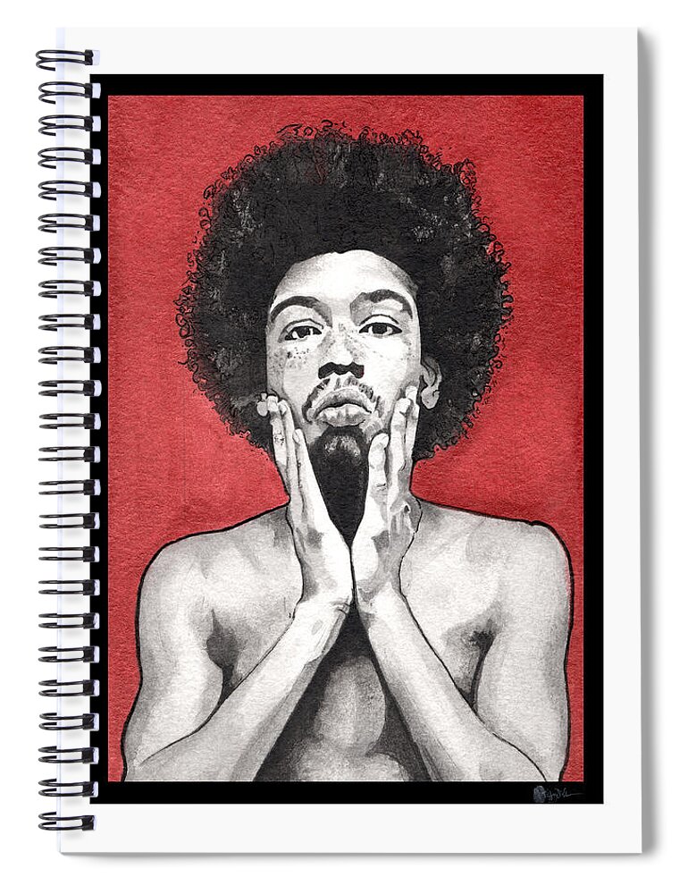 Portrait Spiral Notebook featuring the painting Davis In Red-Cropped by Tiffany DiGiacomo