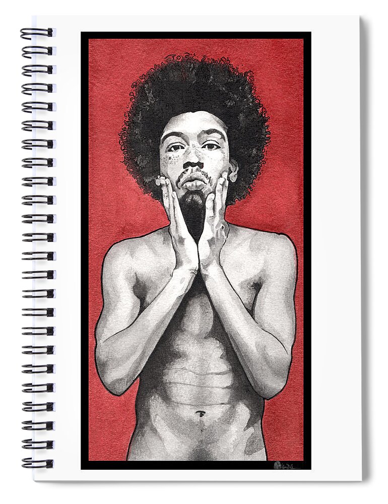 Portrait Spiral Notebook featuring the painting Davis In Red-Full Length by Tiffany DiGiacomo