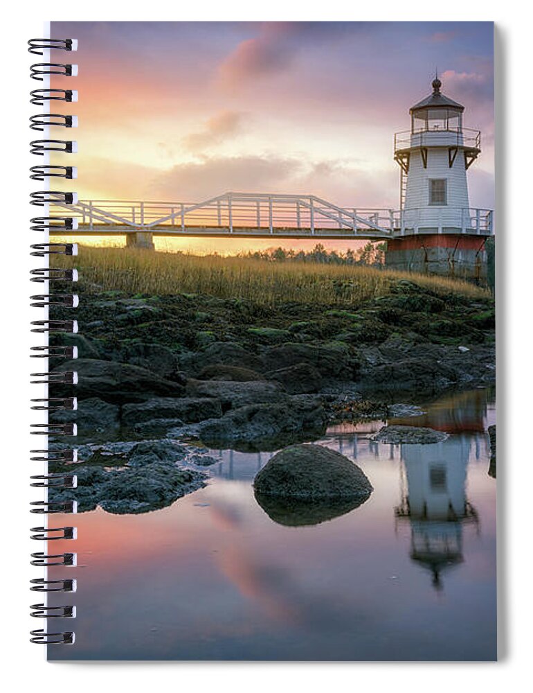 Doubling Point Lighthouse Spiral Notebook featuring the photograph Dawn at Doubling Point Lighthouse by Kristen Wilkinson