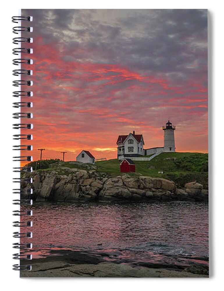 Atlantic Spiral Notebook featuring the photograph Dawn at the Nubble 2 by Steven Ralser