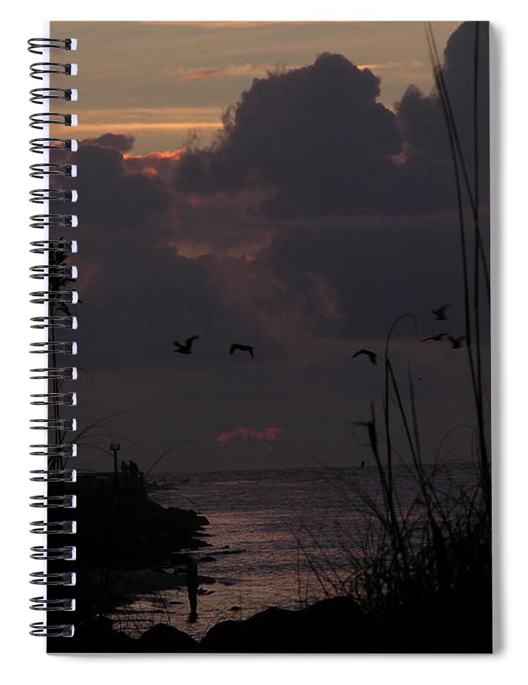 Beautiful Photographs Of Dawn Spiral Notebook featuring the photograph Dawn cloud cover by Julianne Felton