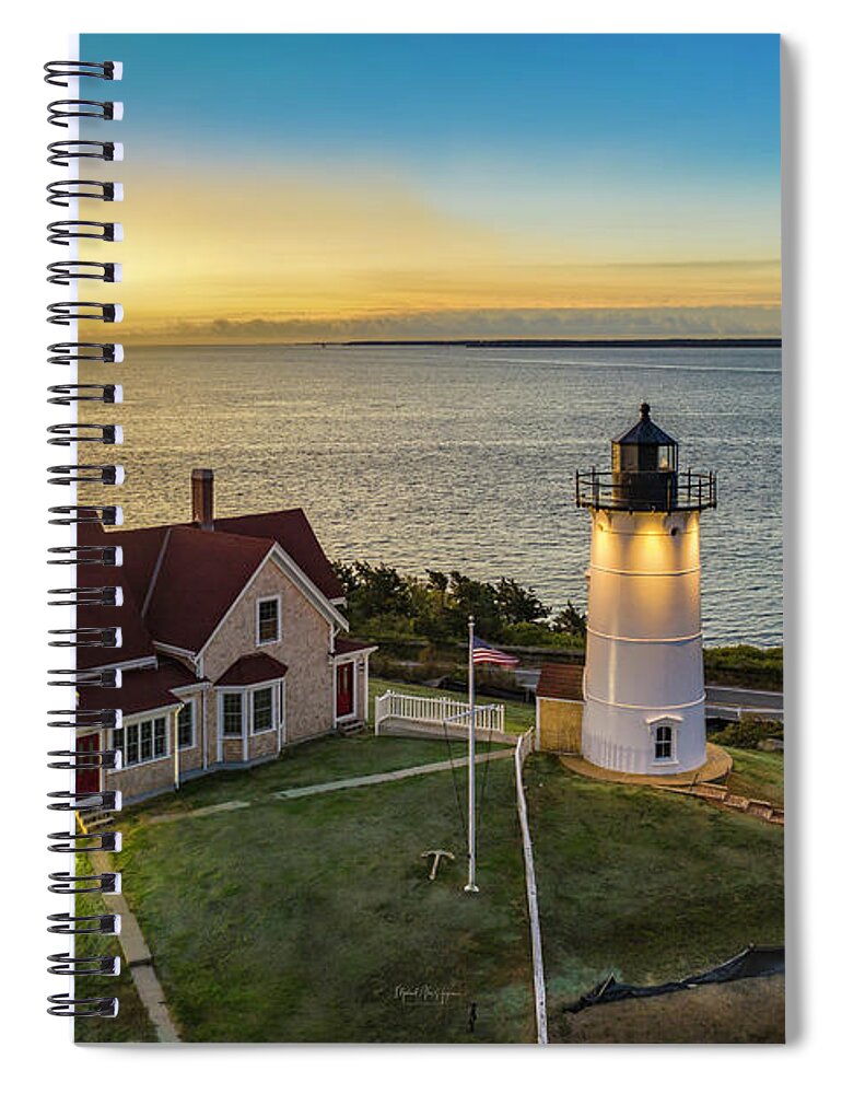 Nobska Lighthouse Spiral Notebook featuring the photograph Dawn of a New Day by Veterans Aerial Media LLC