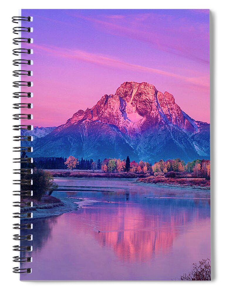 Dave Welling Spiral Notebook featuring the photograph Dawn Oxbow Bend Fall Grand Tetons National Park by Dave Welling