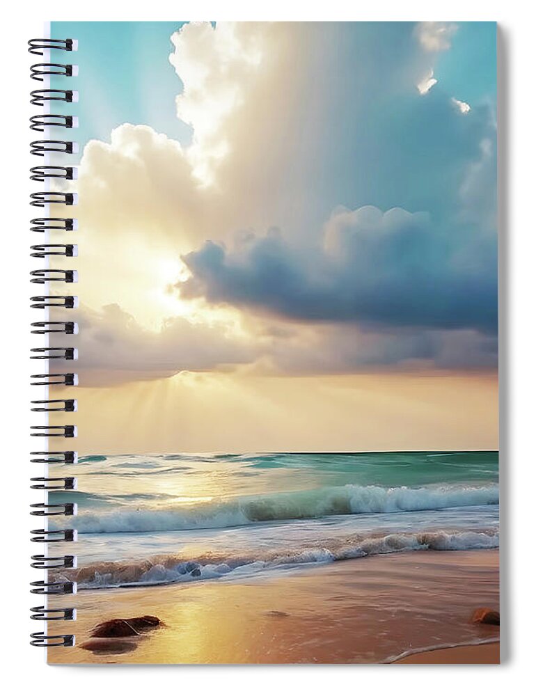 Sea Spiral Notebook featuring the digital art Dawn Shore 2 by Frances Miller