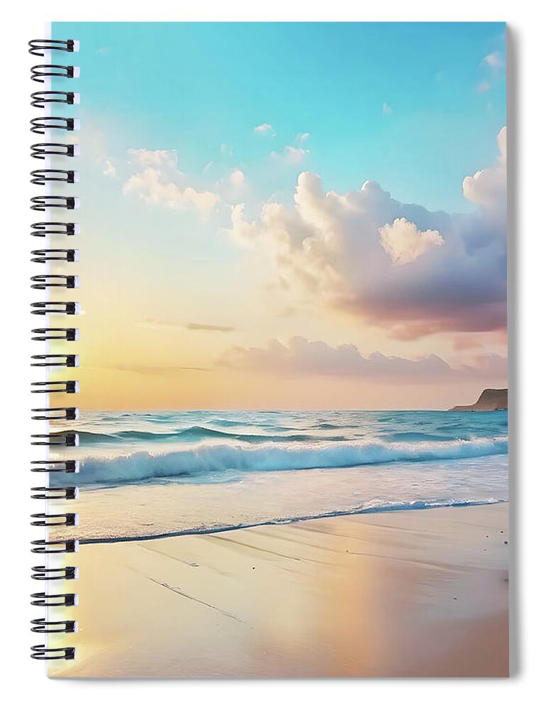Sea Spiral Notebook featuring the digital art Dawn Shore 5 by Frances Miller