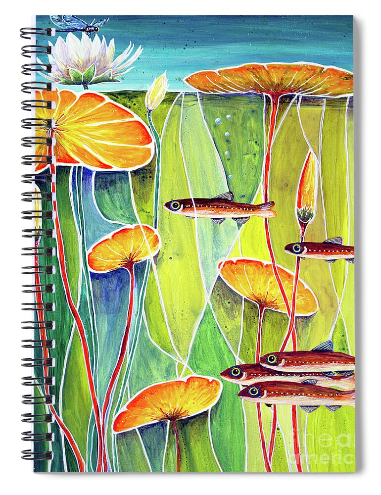 Pond Spiral Notebook featuring the painting Day at the Pond by Jan Killian