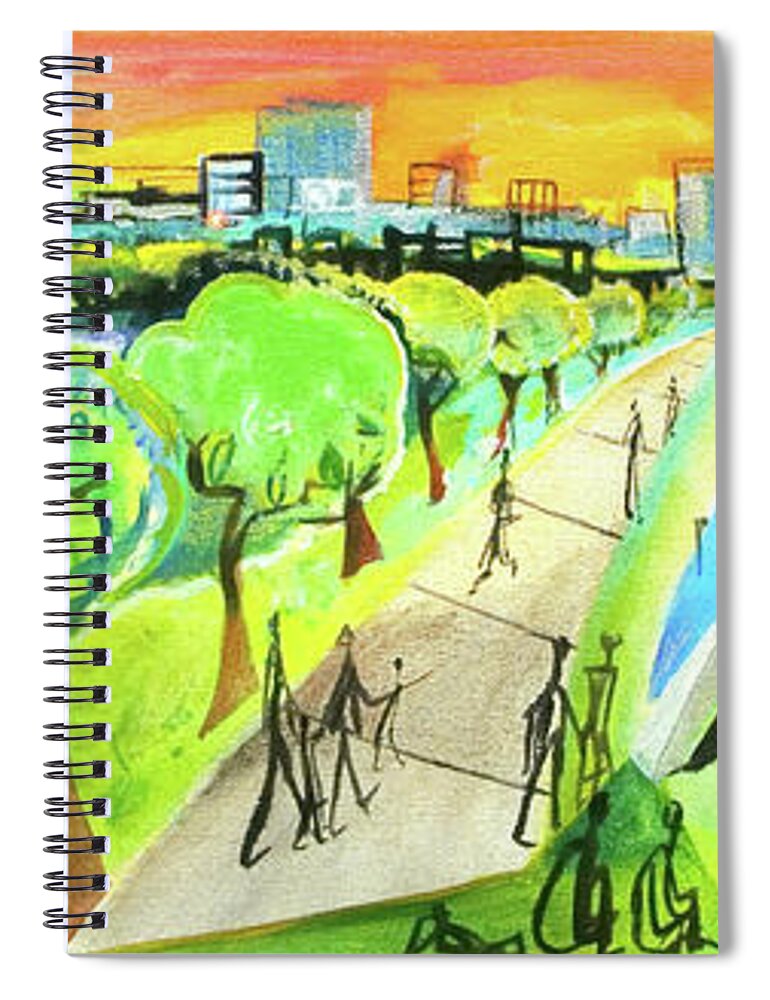 A Day In The Park Spiral Notebook featuring the painting A Day in the Park by Cherie Salerno