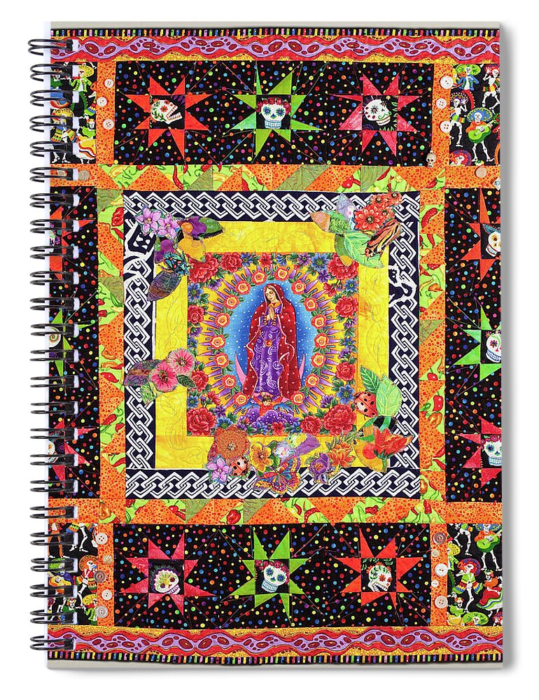 Day Of The Dead Spiral Notebook featuring the mixed media Day of the Dead Celebration by Vivian Aumond