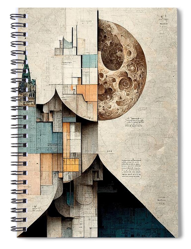 Moon Spiral Notebook featuring the digital art Day to Night by Nickleen Mosher