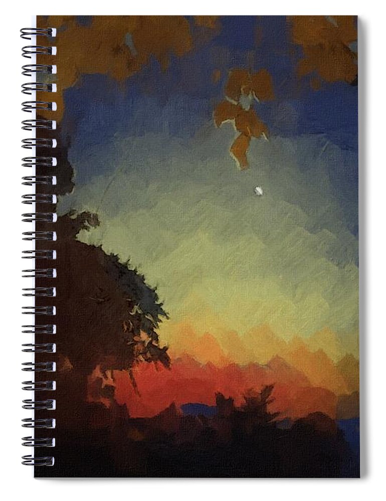 Moon Spiral Notebook featuring the mixed media Day's End by Christopher Reed