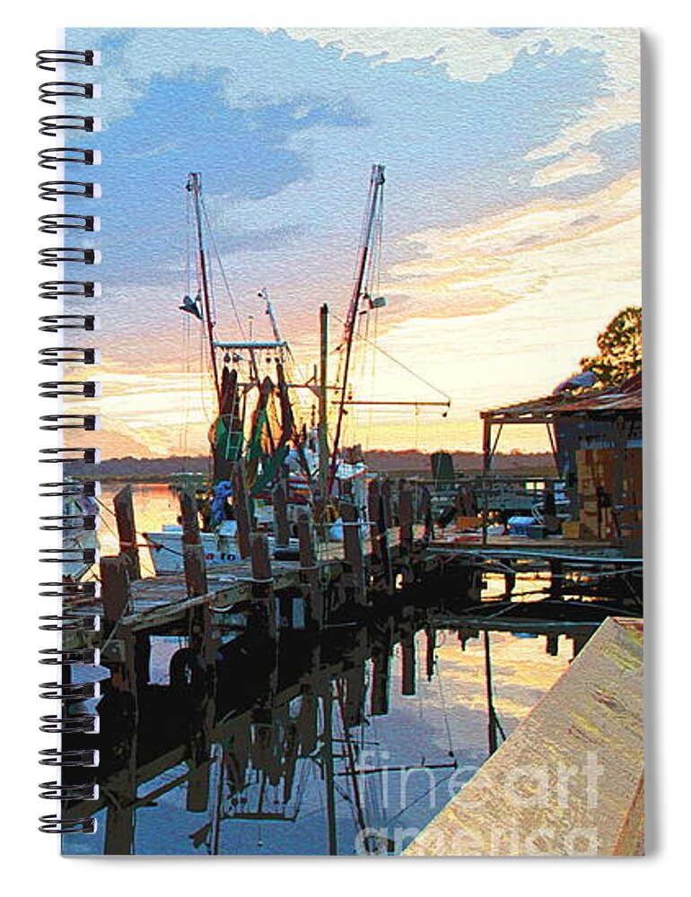 Sunset Spiral Notebook featuring the photograph Day's End in Darien by Sea Change Vibes