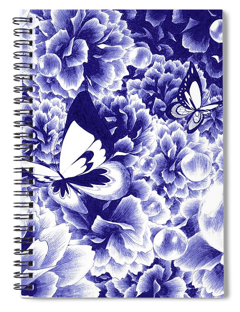 Butterflies Spiral Notebook featuring the drawing Dazzling by Alice Chen