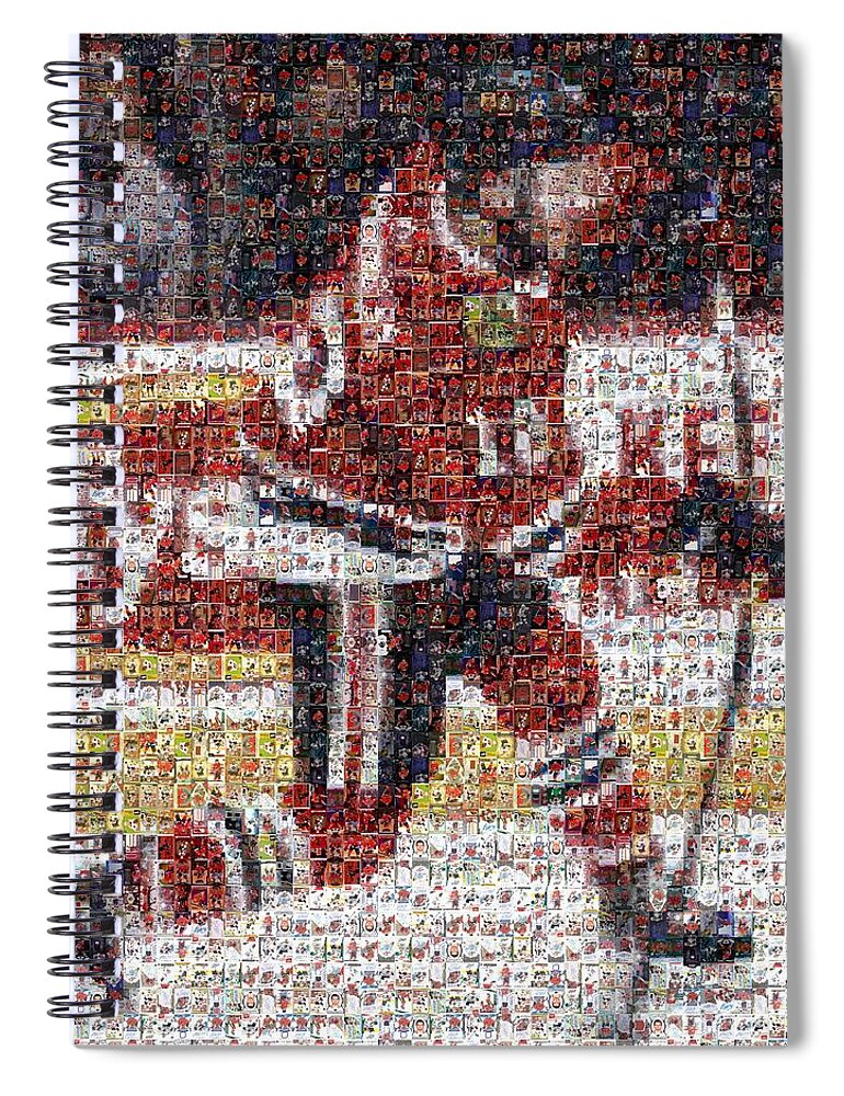 Alex Debrincat Chicago Hawks Blackhawks Action Spiral Notebook featuring the mixed media DeBrincat shoots by Hockey Mosaics