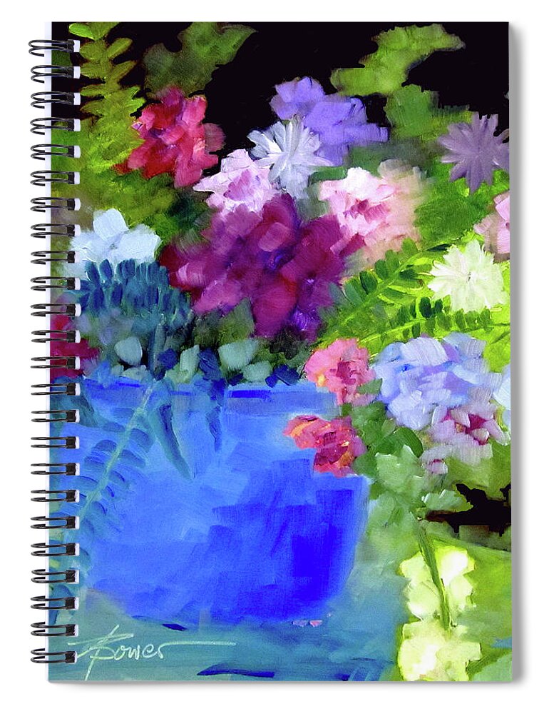 Flowers Spiral Notebook featuring the painting December Blue by Adele Bower
