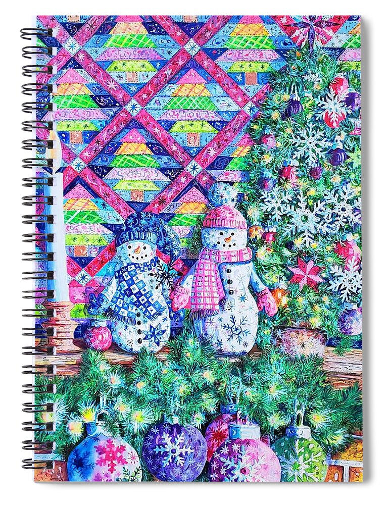 Quilt Spiral Notebook featuring the painting Decorating for Christmas by Diane Phalen