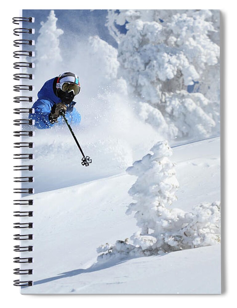Utah Spiral Notebook featuring the photograph Deep Powder Skier - Snowbird, Utah by Brett Pelletier