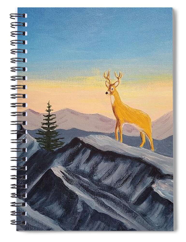 Deer Spiral Notebook featuring the painting Deer on Grandfather Mountain by Stacy C Bottoms