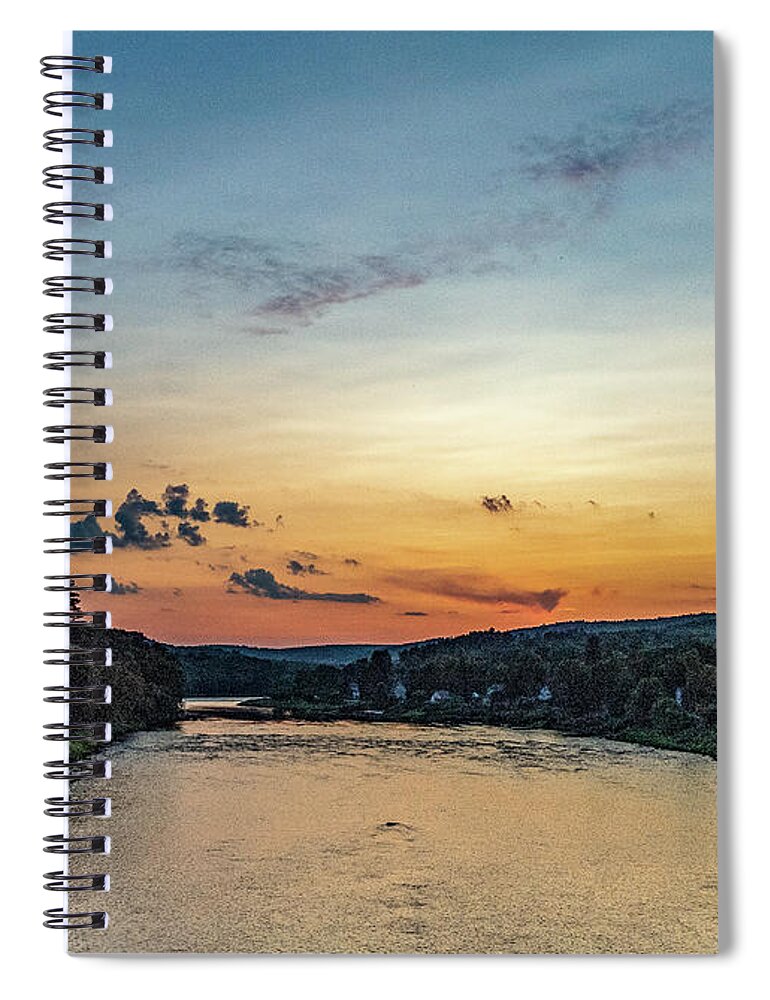 Rivers Spiral Notebook featuring the photograph Delaware River Sunset - Shohola Barryville Bridge by Amelia Pearn