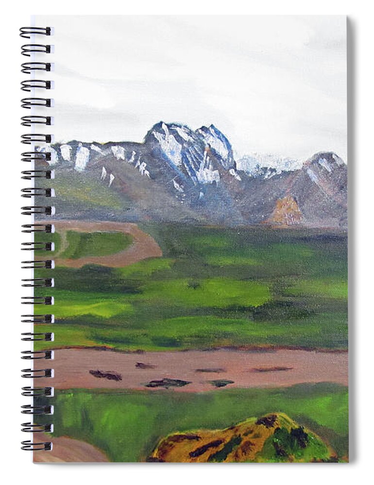 Alaska Spiral Notebook featuring the painting Denali Park Spring by Linda Feinberg