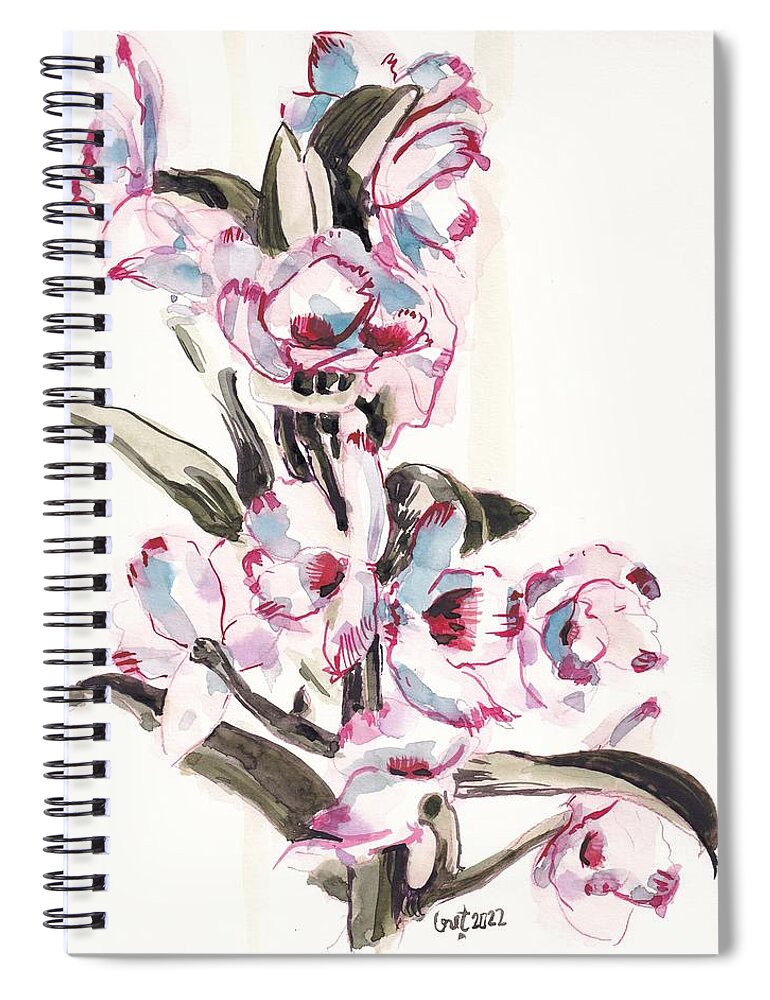 Noble Spiral Notebook featuring the painting Dendrobium Nobile by George Cret