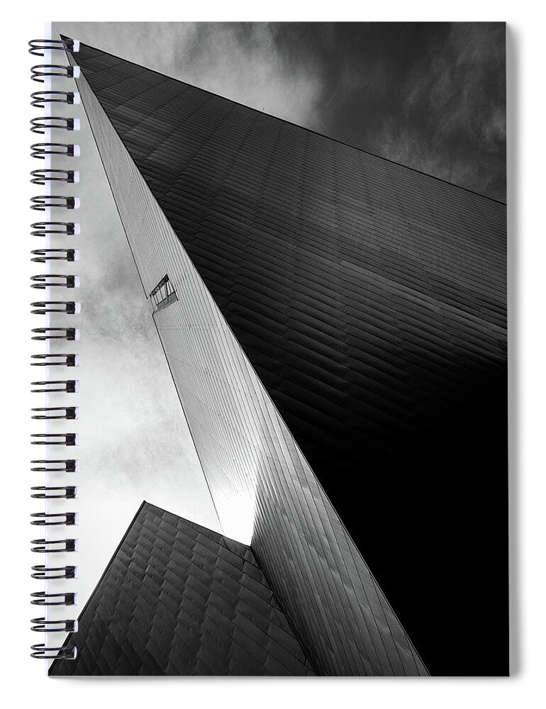 Denver Art Museum Spiral Notebook featuring the photograph Denver Art Museum in Black and White 1 by Kevin Schwalbe