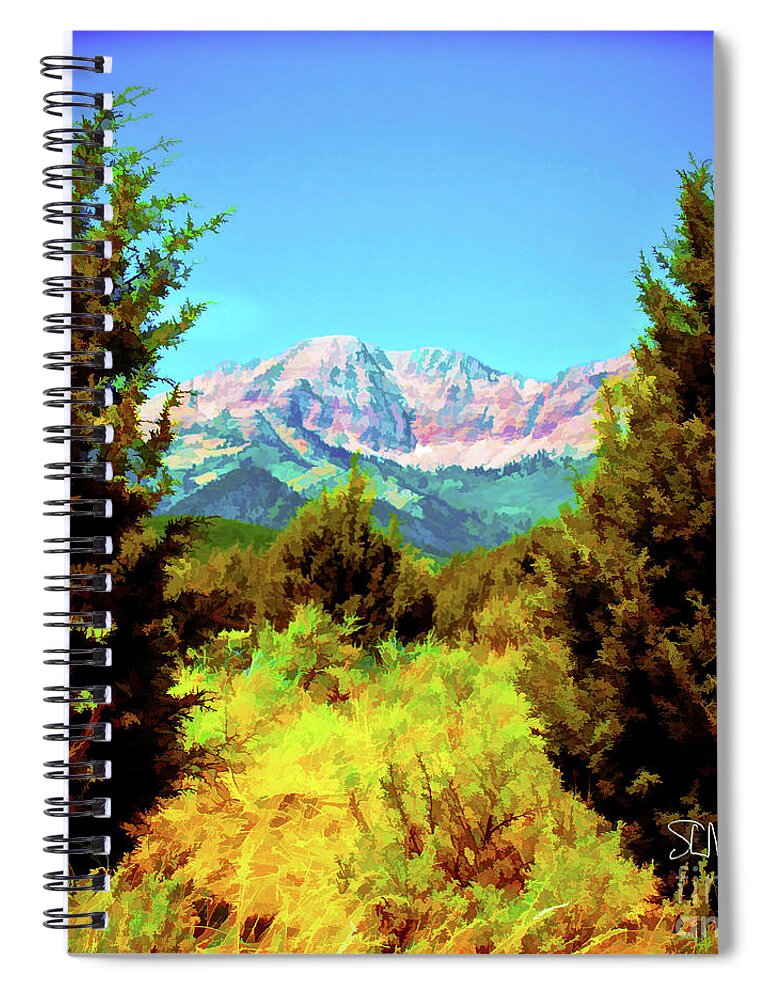 Tremendous View Of Deseret Peak On The West Side Of The Tooele Valley In Northern Utah Spiral Notebook featuring the mixed media Deseret Peak by Steve Mitchell