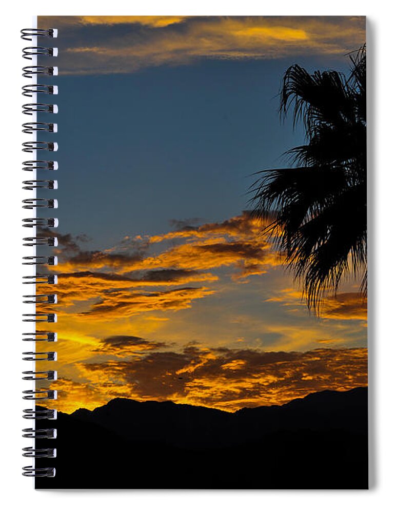 Afterglow Spiral Notebook featuring the photograph Desert Afterglow on Santa Rosa and San Jacinto Mountains in California by Bonnie Colgan