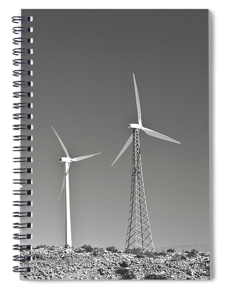 Palm Springs Spiral Notebook featuring the photograph Desert windmills by Eyes Of CC