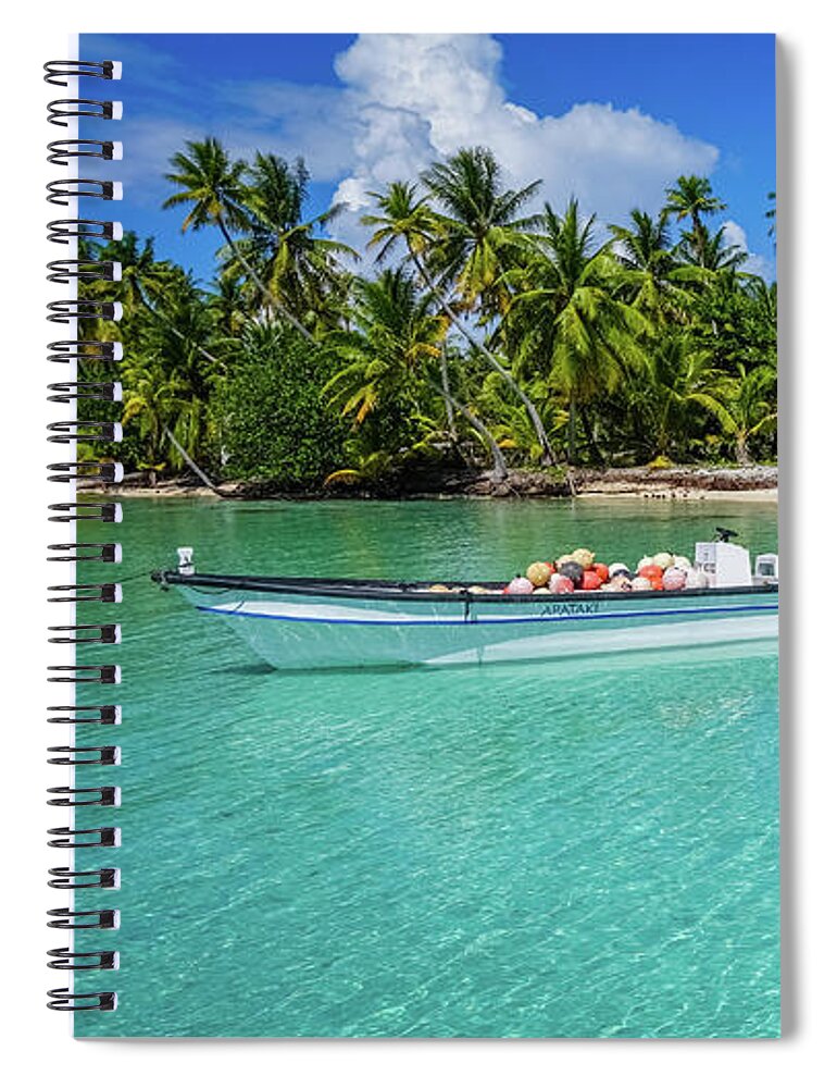 Beach Spiral Notebook featuring the photograph Deserted beach on Takapoto, Tuamotu by Lyl Dil Creations