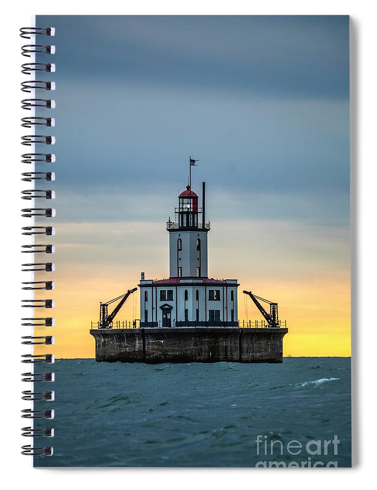 Detour Reef Lighthouse Spiral Notebook featuring the photograph Detour Reef Lighthouse -0468 by Norris Seward