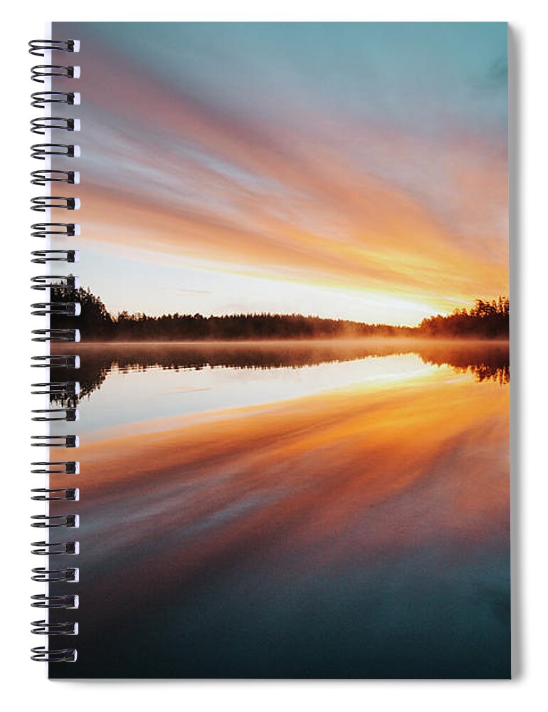 Lake Jatkonjärvi Spiral Notebook featuring the photograph Devil show on a Finnish lake by Vaclav Sonnek