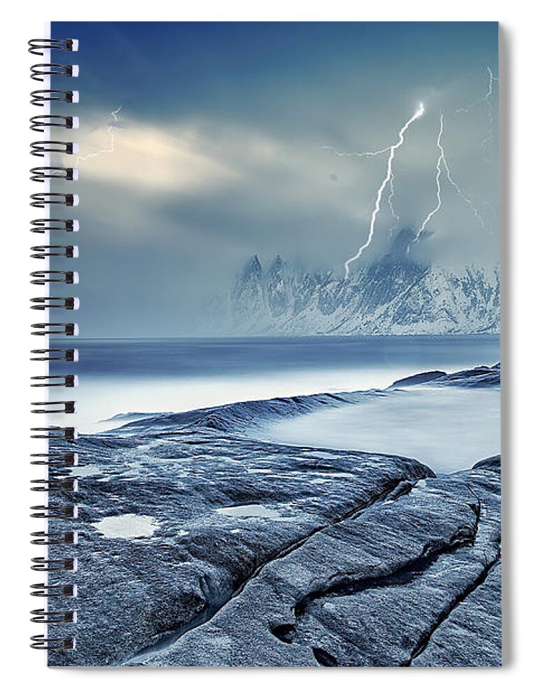 Seascape Spiral Notebook featuring the photograph Devil's Teeth,Senja Norway by Sal Ahmed