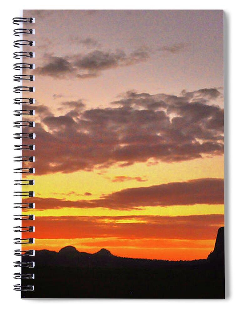 Devil's Tower Spiral Notebook featuring the photograph Devil's Tower Sunset Silhouette by Chance Kafka