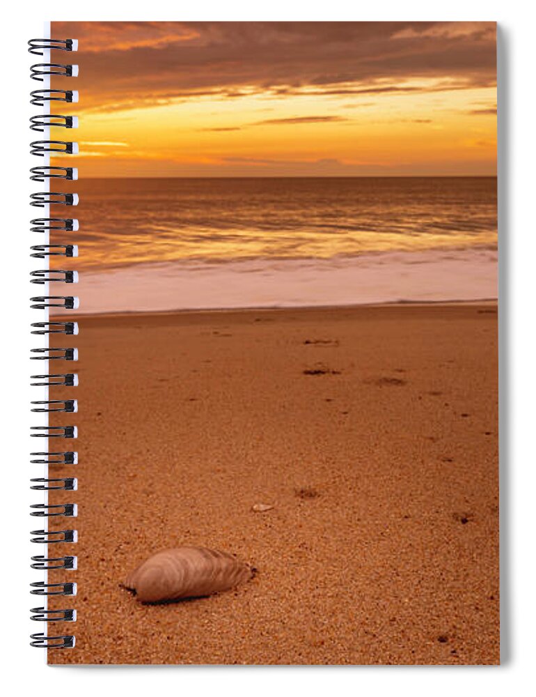 Dewey Beach Spiral Notebook featuring the photograph Dewey Beach Sunrise, Sand and Shells by Jason Fink